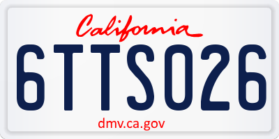 CA license plate 6TTS026