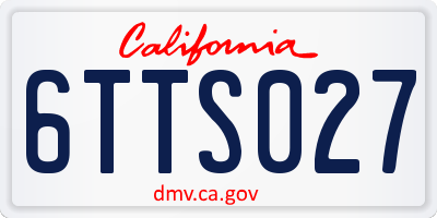 CA license plate 6TTS027