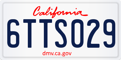 CA license plate 6TTS029