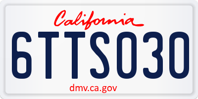 CA license plate 6TTS030