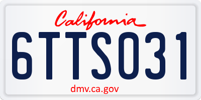 CA license plate 6TTS031