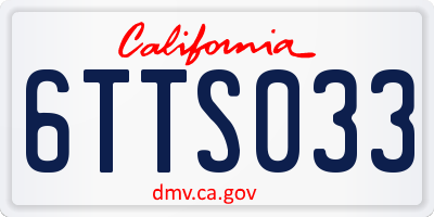 CA license plate 6TTS033