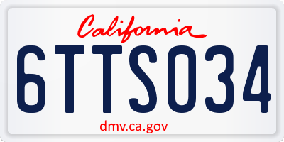 CA license plate 6TTS034