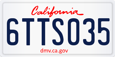 CA license plate 6TTS035