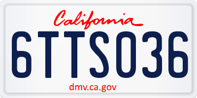 CA license plate 6TTS036