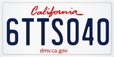 CA license plate 6TTS040