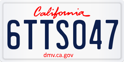 CA license plate 6TTS047