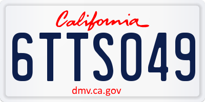 CA license plate 6TTS049