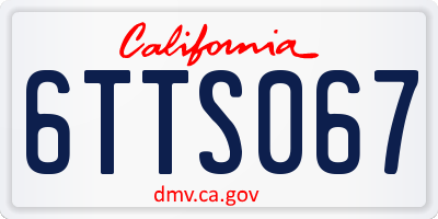 CA license plate 6TTS067