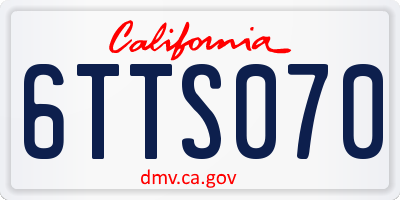 CA license plate 6TTS070