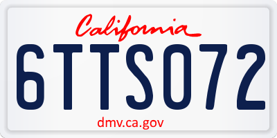 CA license plate 6TTS072