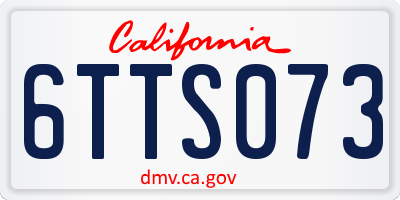 CA license plate 6TTS073