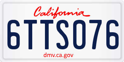 CA license plate 6TTS076