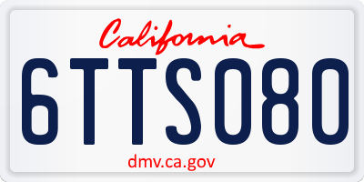 CA license plate 6TTS080