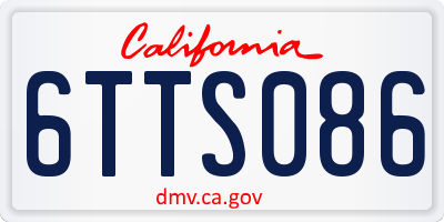 CA license plate 6TTS086