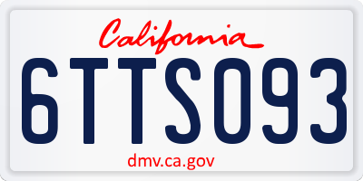 CA license plate 6TTS093