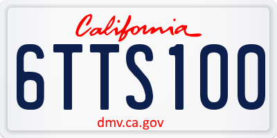 CA license plate 6TTS100
