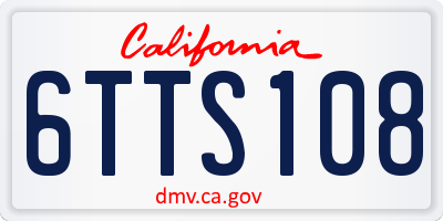 CA license plate 6TTS108