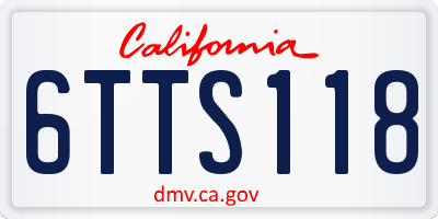 CA license plate 6TTS118