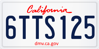 CA license plate 6TTS125