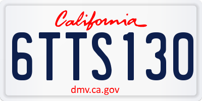 CA license plate 6TTS130