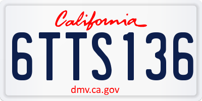 CA license plate 6TTS136