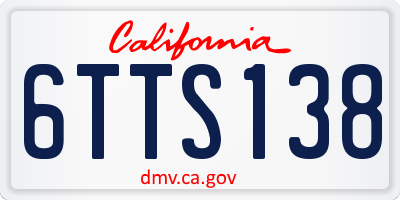 CA license plate 6TTS138