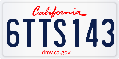 CA license plate 6TTS143