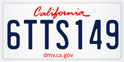 CA license plate 6TTS149