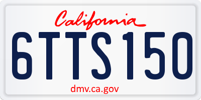 CA license plate 6TTS150