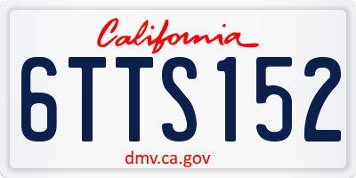 CA license plate 6TTS152