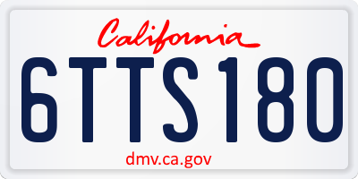 CA license plate 6TTS180