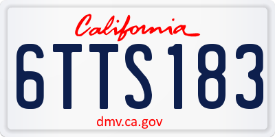 CA license plate 6TTS183