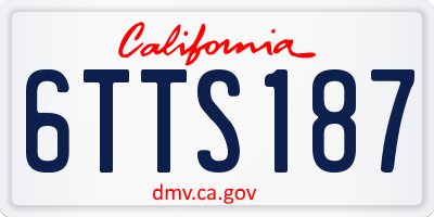 CA license plate 6TTS187