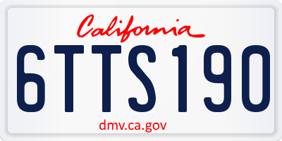 CA license plate 6TTS190