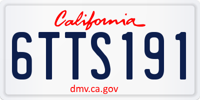 CA license plate 6TTS191