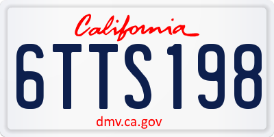 CA license plate 6TTS198