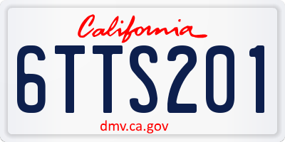CA license plate 6TTS201