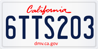 CA license plate 6TTS203