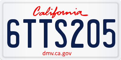 CA license plate 6TTS205