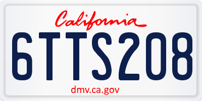 CA license plate 6TTS208