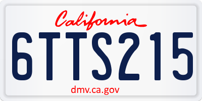 CA license plate 6TTS215