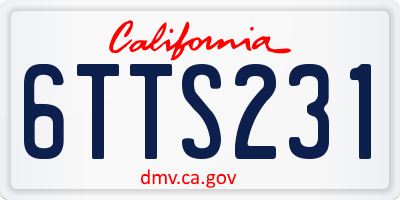 CA license plate 6TTS231