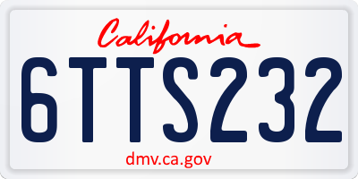 CA license plate 6TTS232
