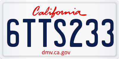 CA license plate 6TTS233
