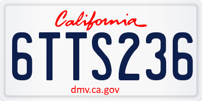 CA license plate 6TTS236