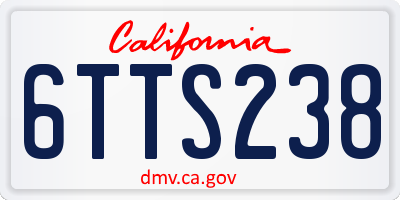 CA license plate 6TTS238