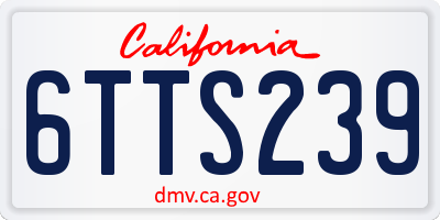 CA license plate 6TTS239