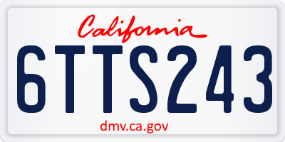 CA license plate 6TTS243