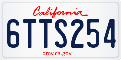 CA license plate 6TTS254